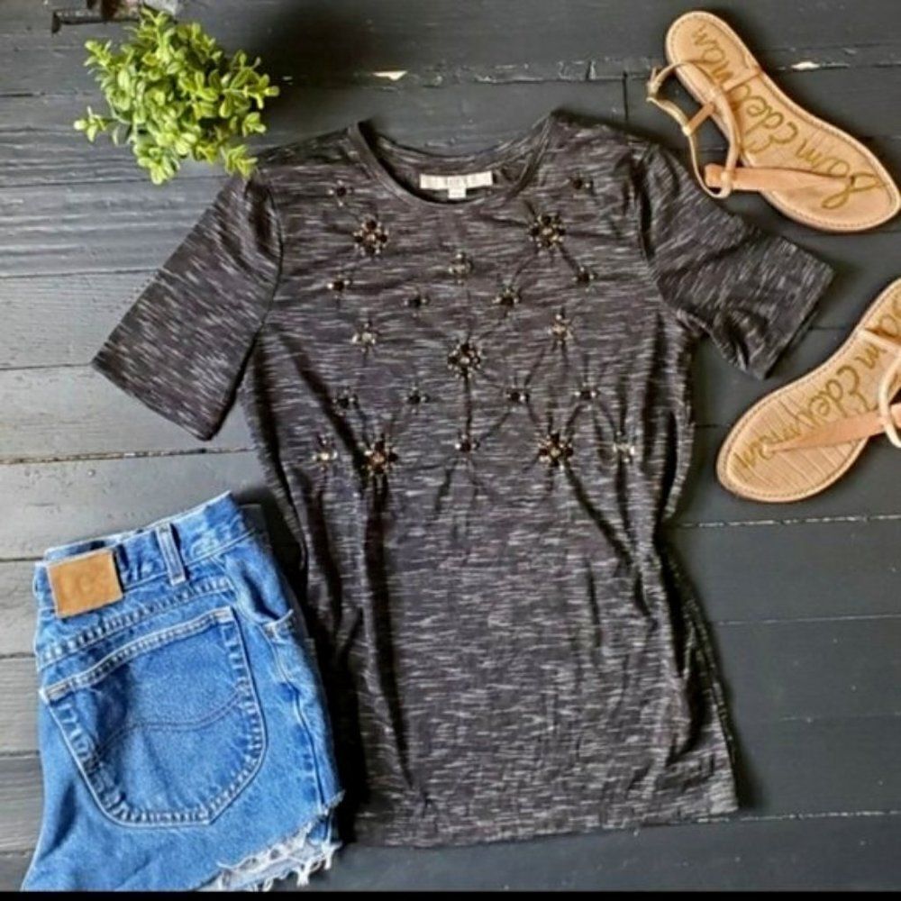 Loft jeweled Grey Shirt